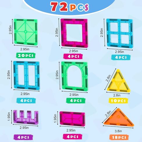 Gemmicc Magnetic Tiles, Deluxe 136 PCS Building Blocks Magnet Toys for Kids,3D Magnet Puzzles Stacking Blocks for Boys Girls,Huge Set with 2 Cars in Saudi Arabia
