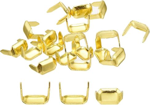 uxcell 30pcs النحاس الأصفر دبابيس ، 8 × 5 مم اثنين من مسامير مخلب الشق ، وحلقات الحزام الجلدية المستطيل حامل السحمة لإصلاح موصل حارس حارس الجلود ، البرونز ، البرونز in Saudi Arabia