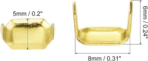 uxcell 30pcs النحاس الأصفر دبابيس ، 8 × 5 مم اثنين من مسامير مخلب الشق ، وحلقات الحزام الجلدية المستطيل حامل السحمة لإصلاح موصل حارس حارس الجلود ، البرونز ، البرونز in Saudi Arabia