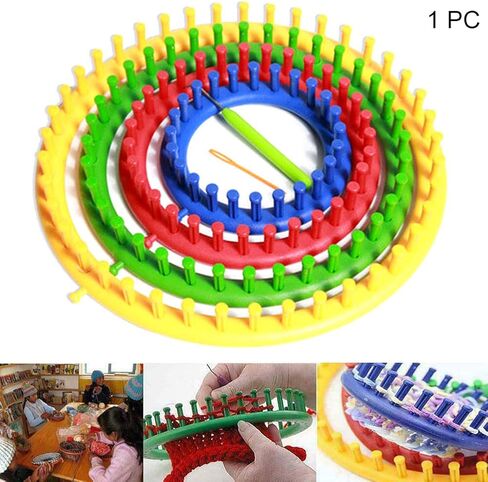 Knitting Loom Set, Round Plastic Knit Quick Loom Set, DIY Home Round Manual Craft Tool with Hook Needle Kit for Loom Knitting Hats, Scarves Shawl Sock Blankets & More(Green 24cm) in Saudi Arabia