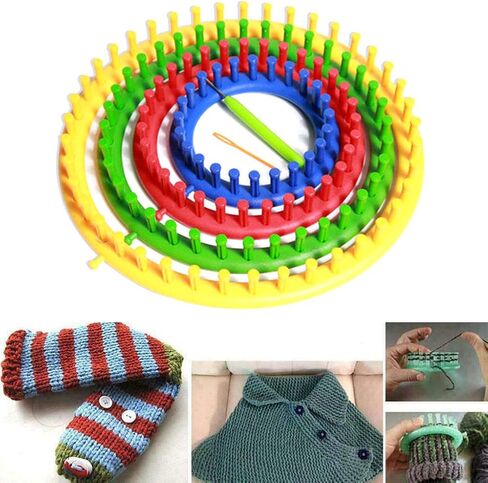 Knitting Loom Set, Round Plastic Knit Quick Loom Set, DIY Home Round Manual Craft Tool with Hook Needle Kit for Loom Knitting Hats, Scarves Shawl Sock Blankets & More(Green 24cm) in Saudi Arabia