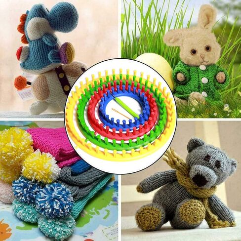 Knitting Loom Set, Round Plastic Knit Quick Loom Set, DIY Home Round Manual Craft Tool with Hook Needle Kit for Loom Knitting Hats, Scarves Shawl Sock Blankets & More(Green 24cm) in Saudi Arabia