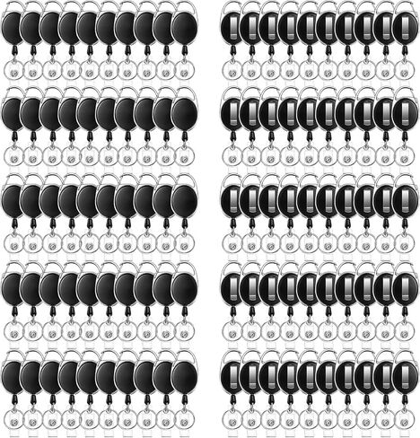 100 Pcs Badge Reel, ID Badge Holder Retractable Clip, Retractable Keychain Badge Reel，Badge Clip, Retractable Lanyard for Wear Keys, ID Card, Name Hold in Saudi Arabia