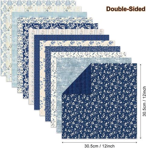 12×12 Boho Scrapbook Paper Vintage Flower Pattern Paper Pad,24 Sheets Double-Sided Bobo Floral Scrapbooking CardStock Paper Pad for Holiday Cardmaking DIY Origami Paper. in Kuwait