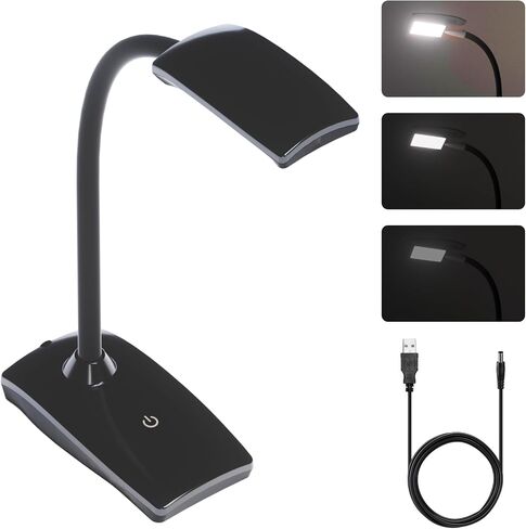 LED Desk Lamp 3 Brightness Dimmable Eye-Caring Black Table Lamp Flexible Gooseneck Touch Desk Light 5W 450lm for Home Office Bedroom Reading Study 1.5M USB Cable in Kuwait