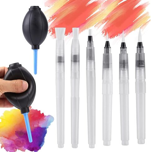 8 Pcs Alcohol Ink Blending Tool Set Including 6 Pcs Water Color Brush Pen 2Pcs Ink Air Blower for DIY Paint Tools Water Color Brush Pen Card Making Embossing Painting Rendering in Kuwait