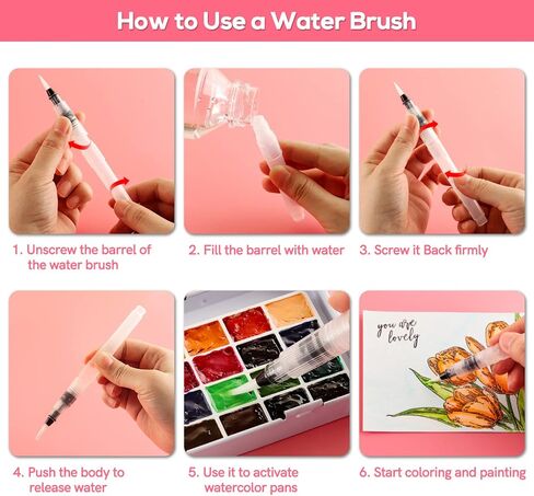 8 Pcs Alcohol Ink Blending Tool Set Including 6 Pcs Water Color Brush Pen 2Pcs Ink Air Blower for DIY Paint Tools Water Color Brush Pen Card Making Embossing Painting Rendering in Kuwait