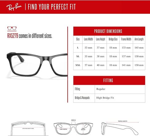 نظارات راي بان RX5279 مربعة الشكل للرجال والنساء + حزمة مع مجموعة نظارات ديزاينر آي وير in Kuwait
