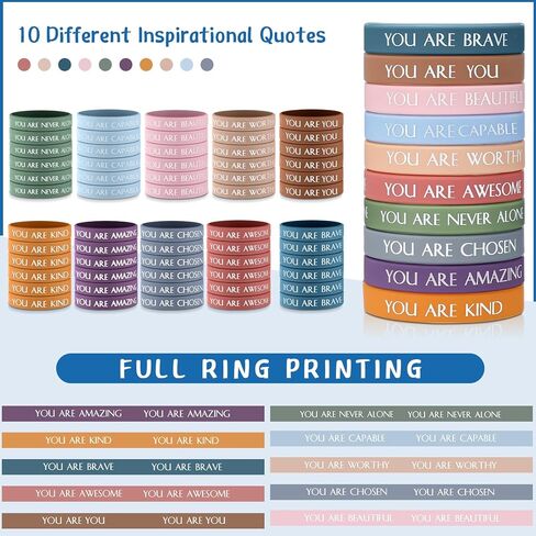 Sratte 60 Pcs Motivational Wristbands Gifts Inspirational Keychains Bulk Mental Health Gifts Adult Party Favors for Women Empowerment Teacher Volunteer Employee Appreciation(Warm Color) in Saudi Arabia