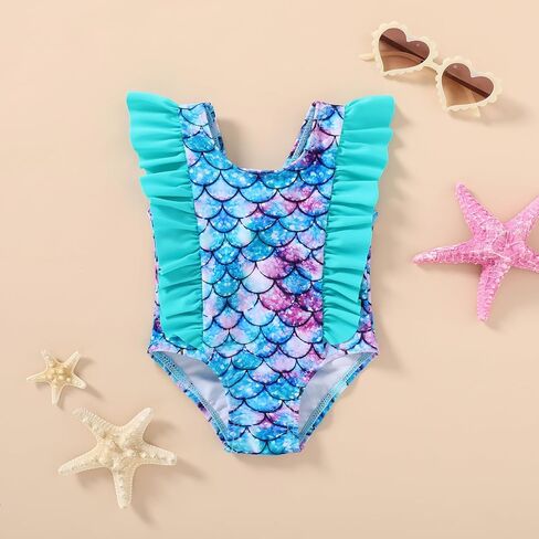 Happy Town One-Piece Infant Toddler Baby Girl Summer Swimsuit Watermelon Leopard Ruffle Swimwear Bikini Bathing Suit in Kuwait