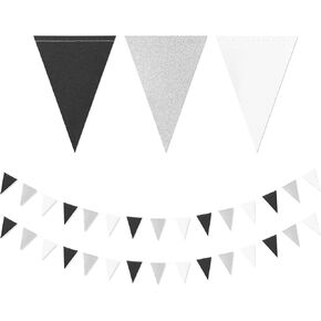 Pastel-Rainbow Party-Decorations Banner,2 Pack Baby Shower Decorations for Girl Birthday Paper Triangle Pennant Flags Streamers,Bachelorette Wedding Engagement Decor Lasting Surprise