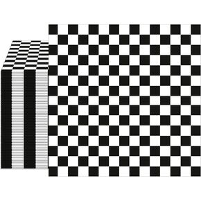 40 PCS Black and White Checkered Party Napkins Black White Plaid Paper Napkins Black and White Birthday Decorations for Dinner Picnic Barbecue Baby Shower