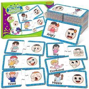 Feelings & Emotions Puzzle Cards,Feelings Chart Toys for Kids,Social Emotional Learning Activities,Speech Therapy Games,ADHD,Autism Learning Materials,Calm Down Corner Supplies for Classroom