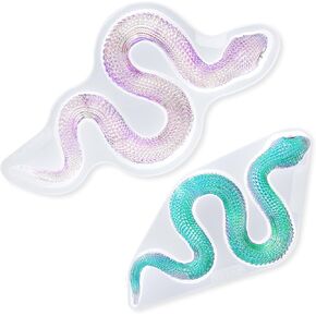 LET'S RESIN 2Pcs Snake Resin Molds, Flexible 3D Snake Silicone Molds(Large & Small), Effortless Demolding Animal Epoxy Molds for DIY Art, Home Decor, Serpent Lovers Gifts