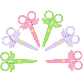 Kids Scissors，6-Piece Set of Children's Scissors，Colorful Craft Scissors and Safety Scissors, Toddler Art Scissors, Paper Edge Scissors, Plastic Scissors，Colorful children are safe to use