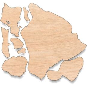 Unfinished Wood for Crafts - Hawaiian Island Set *Please Read Description* - Large & Small - Pick Size - Laser Cut Unfinished Wood Cutout Shapes - Various Size, 1/8 Inch Thickness, 1 Pcs