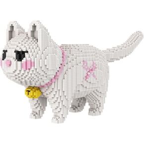 DAHONPA White Cat Animal Micro Building Blocks Set (6450 Pieces), Cute Love Cat Building Blocks Kit, Gift for Adults and Kids, Boys & Girls Age 8+