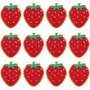 12 PCS STRAWBERRY PATCHES Strawberry Iron على التصحيح CHENILLE PATC