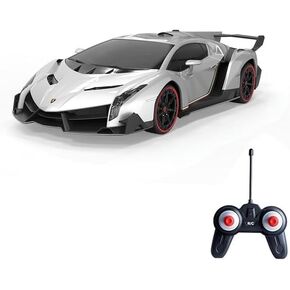 Vinie Remote Control Car for Boys, RC Cars Lamborghini, 1:24 Scale Officially Licensed Kids Toys, Lambo Veneno Drift Car with Cool Led Lights, 4 5 6 7 8 9 10 11 12 Year Old Boy Birthday Gift (Silver)