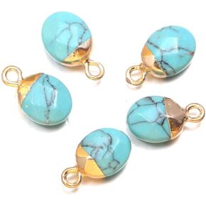 10pcs Natural Stone Agate Charms,Oblate Shape Faceted Agate Quartz Pendants Charms DIY for Necklace or Jewelry Making(