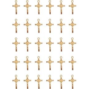 50 Pcs Jesus Cross Charms for Bracelets Small 2.3 x 1.2 cm Vintage Metal Pendants for DIY Jewelry Making Necklace Earring Keychain Crafting Scrapbooking Supplies