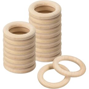 uxcell 20Pcs 35mm(1.4-inch) Natural Wood Rings, 6mm Thick Smooth Unfinished Wooden Circles for DIY Crafting, Knitting, Macrame, Pendant