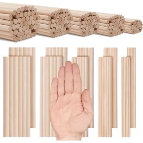 100PCS Wooden Dowel Rods 24 inch – 24" Wood Dowels 5 Sizes Craft Sticks 1/8 3/16 1/4 5/16 3/8 x 24 Inch Bamboo Sticks Long Bamboo Rods for Crafting