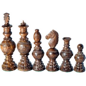 Chess Set Globe Design King 5" 32 Wooden Weighted Handmade Chess Pieces By