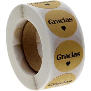 500 Pcs Brown Spanish Thank You Stickers Self Adhesive Kraft Gracias Label Sticker Small Business Packaging Box Stickers Labels and Stickers Labels, Indexes and Stamps