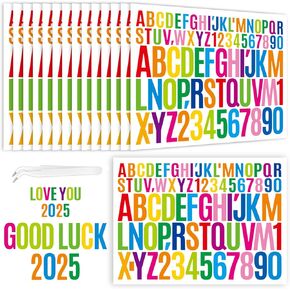 Bold 15 Sheets Vinyl Letter Stickers 1 Inch & 2 Inch, Colorful Capital Alphabet Stickers Decals Labels Self Adhesive Waterproof for Scrapbooking Water Bottle Crafts Mailbox Poster Sign DIY
