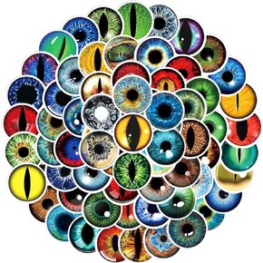80 Pcs Animal Eye Stickers, Round Dragon Eye Decals Waterproof Vinyl Colorful Sticker Eyeball Aesthetic Decal Eyeball Gifts for DIY Water Bottle Scrapbook Laptop Art Decor