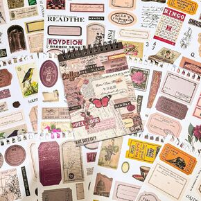 50Sheets Over 500Pcs Vintage Scrapbooking Stickers Pack, Junk Journal Stickers for Diary Planner Album Diary Notebook DIY Crafts (Letter) in Kuwait