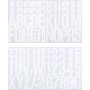 3 Inch Letter Stickers, 138 Pieces Self Adhesive Alphabet Number Sticker for Mailbox, House Number and Water Bottle, Waterproof Sticky Vinyl Symbol Stickers for DIY(12 Sheet White)