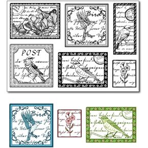 Vintage Style Postage Birds Clear Stamps for Card Making or Journaling Bird Rubber Stamps Seal for Scrapbooking Photo Album and Other Paper Crafts Decoration