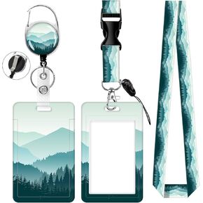 ID Badge Holder with Heavy Duty Retractable Badge Reel Clip and Lanyard, Cute Card Name Tag Lanyard Vertical ID Protector Badge Clips for Nurse Doctor Teacher Student(Purple Floral)