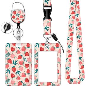 ID Badge Holder with Heavy Duty Retractable Badge Reel Clip and Lanyard, Cute Card Name Tag Lanyard Vertical ID Protector Badge Clips for Nurse Doctor Teacher Student(Purple Floral) in Saudi Arabia