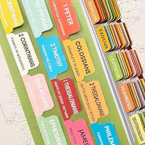 Bible Tabs with Delicate Cover, 75 Tabs with Chapter Titles and Summaries, Christian-Themed Stickers,Waterproof Laminated Bible Tabs,Bible Index Tabs,Bible Study Supplies(A-Boho)