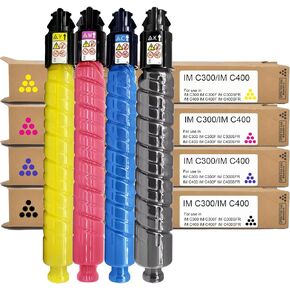 IMC300 IMC400 IM C300 IM C400 Toner Cartridge 842378 842379 842380 842381 Compatible with Lanier Savin IM C300 IM C300F IM C300SFR IM C400 IM C400F IM C400SFR Printers(Black Cyan Magenta Yellow)