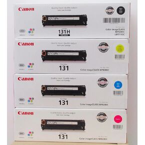 Genuine Canon CRG-131 Toner 4-Pack w/High Yield Black, Standard Yield Cyan, Magenta and Yellow