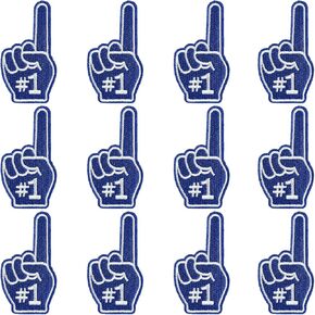GYGYL 12 Pieces One Finger Salute Index Finger #1 Patches, Number One Iron on Embroidered Patches for Clothes, Dress, Hat, Socks, Jeans, DIY Accessories(Black)