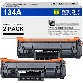 134A Toner Cartridges 2 Black Replacement for 134A W1340A 134X W1340X Toner Cartridges Compatible with HP 209dw MFP M234dw M234sdw Printer (2 Black, with Chip)