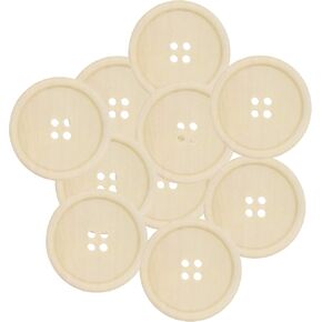 Mandala Crafts Large Wooden Buttons for Sewing - Decorative Wood Buttons for Crafts Buttons - Unfinished Natural Wooden Sewing Buttons 2 Inches Bulk 50mm Buttons