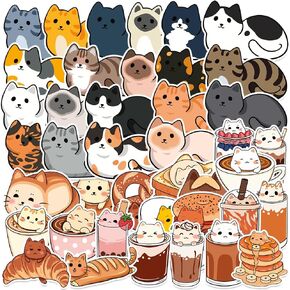 50PCS Cat Loaf Stickers,Bread Cat Stickers,Vinyl Stickers for Water Bottle Laptop
