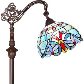 Capulina Tiffany Floor Lamp 62 Inches Height Antique Victorian Style Stained Glass Soft Light Arched Gooseneck Adjustable Angle Reading Lamp for Living Room Bedroom Home Office