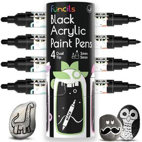 4 Dual Tip Orange Paint Pen Metallic - Fine Tip & Medium Acrylic Paint Markers - Orange Marker for Metal, Wood, Rock Painting, Canvas, Ceramic, Glass, Fabric, Leaf and Plastic - Water-based Ink