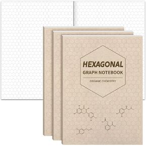 3 Pcs Organic Chemistry Notebook Hexagonal Graph Notebook 144 Pages Hexagonal Graph Paper Notebook for Organic and Biochemistry