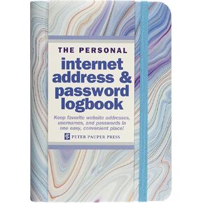 Blue Agate Internet Address & Password Logbook (removable cover band for security)
