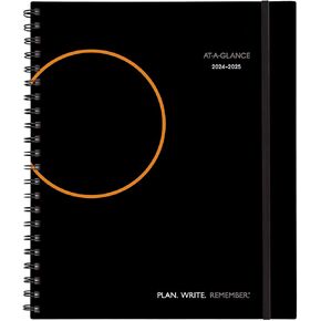 AT-A-GLANCE Planner 2025-2026 Academic, Weekly & Monthly, Hourly Appointment Book, 8-3/4" x 11", Large, Monthly Tabs, Flexible Cover, Plan.Write.Remember., Black (70595705)