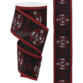 Craig Bachman 2.5" Firefighter Badge Line Ribbon: 10 Yards (Black, 2.5 Inch) Floral Arrangement, Fabric Craft Wired Edge Ribbon