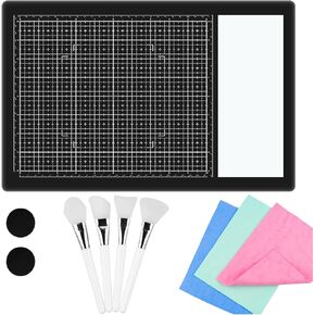 9Pcs/SetMagnetic Glass Craft Mat Set; 15.75"x10.24"Heat Resistant Glass Media Cutting Mat W/MagnetsGridlines and measurements; for Cutting, Stamping, Mixed Media, Heat Embossing and Hot Glue Projects